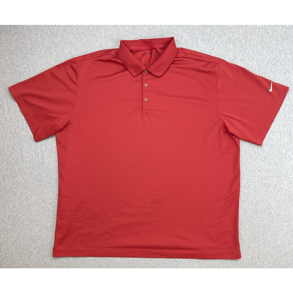 Nike Polo Shirt Mens XXL Red Performance Golf Dri-Fit Short Sleeve